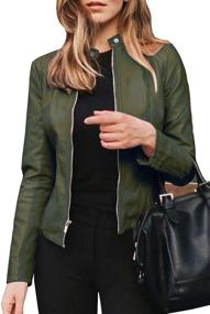 img 3 attached to Leather Jackets Sleeve Zipper Cropped Women's Clothing for Coats, Jackets & Vests