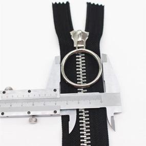 img 2 attached to Meillia #10 40CM Large Shiny Nickel Metal Zippers - Closed-end Heavy Duty 🔒 Black Zipper with Big Ring Pulls for Sewing, Bags, Handbags, Crafts, Decorating (Silver Finish)