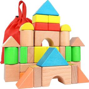 img 4 attached to Set of Robust Wooden 🏗️ Building Blocks: Promoting Creativity and Learning