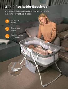 img 3 attached to Besrey 3-in-1 Portable Baby Bassinet - Rocking Cradle Bed, Easy-Fold Bedside Sleeper Crib for Newborn Infants up to 33 lb - Compact Storage, with Mattress and Net Included