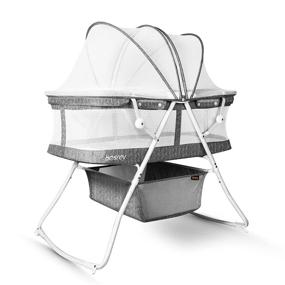 img 4 attached to Besrey 3-in-1 Portable Baby Bassinet - Rocking Cradle Bed, Easy-Fold Bedside Sleeper Crib for Newborn Infants up to 33 lb - Compact Storage, with Mattress and Net Included