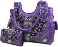 👜 zelris women's tote handbag wallet set with western gleaming buckle and floral cowgirl design, featuring concealed carry purse logo