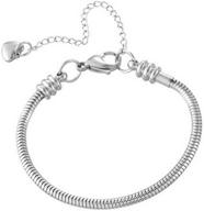 🌶️ chili jewelry women girls moments slider charms bracelet: stylish stainless steel snake chain with adjustable length and compatibility for standard charm beads, 5-12 inch logo