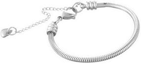 img 1 attached to 🌶️ Chili Jewelry Women Girls Moments Slider Charms Bracelet: Stylish Stainless Steel Snake Chain with Adjustable Length and Compatibility for Standard Charm Beads, 5-12 Inch