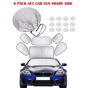 img 1 attached to 6-Piece Car Windshield Sun Shade Set: Ultimate UV Ray Protection for your Vehicle's Front Windshield - Easy to Install, Fits Windshields of All Sizes