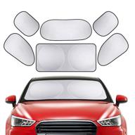 6-piece car windshield sun shade set: ultimate uv ray protection for your vehicle's front windshield - easy to install, fits windshields of all sizes logo