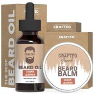 deluxe beard oil and balm: all-natural organic kit for softer, moisturized beard - cedar leather logo