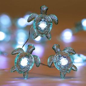 img 1 attached to 🐢 MH Beach Theme Sea Turtle Decorative String Lights: 18.7 Ft of 40 Cold White LEDs, USB Plug-in, Silver Copper Wire – Perfect Ocean Fairy Lights for Holiday Party, Bedroom, and Wedding Decorations