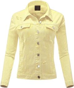 img 4 attached to FashionMille Women Washed Denim Jacket FWJ1141 YELLOW S
