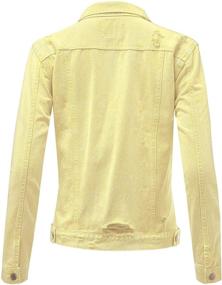 img 3 attached to FashionMille Women Washed Denim Jacket FWJ1141 YELLOW S