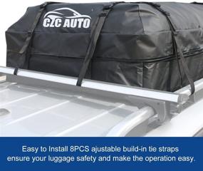 img 4 attached to 🚗 15 cu. ft Waterproof Car Roof Cargo Carrier for SUVs/Vans/Sedans with Roof Rail Cross Bar Basket or Rack - CZC AUTO Soft Black Rooftop Storage Bag