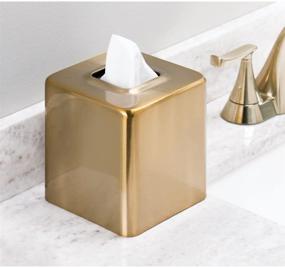 img 2 attached to mDesign Steel Square Tissue Box Cover - Unity Collection - Soft Brass: A Stylish Solution for Vanity Countertops, Dressers, Night Stands, Desks, Office, and Tables