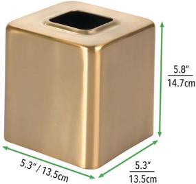 img 1 attached to mDesign Steel Square Tissue Box Cover - Unity Collection - Soft Brass: A Stylish Solution for Vanity Countertops, Dressers, Night Stands, Desks, Office, and Tables