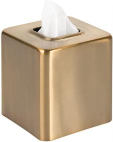 img 4 attached to mDesign Steel Square Tissue Box Cover - Unity Collection - Soft Brass: A Stylish Solution for Vanity Countertops, Dressers, Night Stands, Desks, Office, and Tables