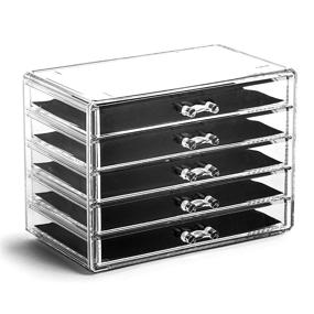 img 4 attached to 🗄️ BINO 5-Drawer Makeup Organizer - Fifth Avenue, THE MANHATTAN SERIES: Makeup Drawer Organizer, Makeup Storage, Cosmetic Organizer, Vanity Organizer | Clear Makeup Organizers and Storage Cases
