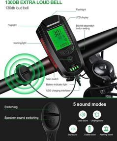 img 3 attached to 🚲 Bike Light Set with Speedometer, Bicycle Headlight and Taillight, USB Rechargeable Bike Computer with Loud Bell, Waterproof, 5 Lighting Modes Flashlight for Hiking, Camping, All Mountain & Road Cycling