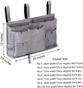 img 3 attached to Grey DuomiW Bedside Storage Organizer - Hanging Storage Bag for Bedside 🔗 Caddy, Bunk Dorm Rooms, Hospital Bed Rails, and Baby Bed with 8 Pockets