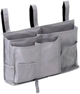 grey duomiw bedside storage organizer - hanging storage bag for bedside 🔗 caddy, bunk dorm rooms, hospital bed rails, and baby bed with 8 pockets логотип