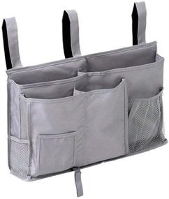 img 4 attached to Grey DuomiW Bedside Storage Organizer - Hanging Storage Bag for Bedside 🔗 Caddy, Bunk Dorm Rooms, Hospital Bed Rails, and Baby Bed with 8 Pockets