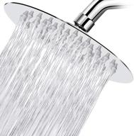 💦 strighter 6 inch stainless steel high pressure shower head - ultra-thin best pressure boosting with silicone nozzle - high flow round rainfall showerhead - chrome finish logo