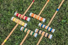 img 2 attached to 🏑 Premium 6-Player Croquet Set with Wood Mallets, Balls, and Carry Bag