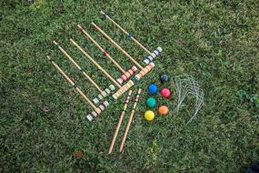 img 3 attached to 🏑 Premium 6-Player Croquet Set with Wood Mallets, Balls, and Carry Bag