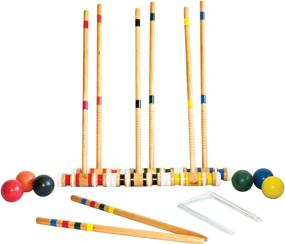 img 4 attached to 🏑 Premium 6-Player Croquet Set with Wood Mallets, Balls, and Carry Bag