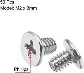 img 2 attached to 💻 50pcs Silver Tone M2x3mm Phillips Screw Fastener with 3.8mm Dia Screw Head for Laptop, PC, TV, Fan, Audio Switch