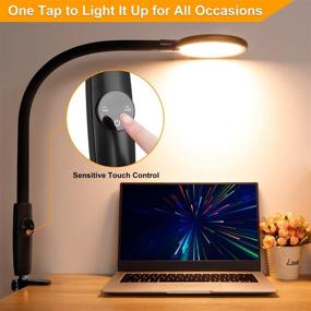 img 2 attached to Flexible Gooseneck LED Desk Lamp with Clamp, Touch Control Dimmable Architect Lamp - 5 Brightness & 5 Color Modes, Memory Function - 10W Eye-Care Desk Light for Home Office Reading