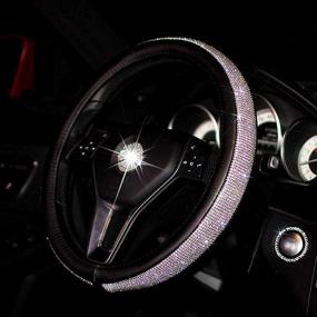 img 4 attached to 🚗 BMLEI Car Crystal Bling Steering Wheel Cover - Anti-Slip Rhinestones, PU Leather Backing, Shiny Diamond Wheel Protector