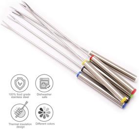 img 3 attached to 🍽️ Sago Brothers 9.5" Stainless Steel Fondue Forks - 12-Piece Set with Color Coding and Heat Resistant Handle for Cheese Fondue, Chocolate Fountain, and Roasting Marshmallows