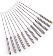 🍽️ sago brothers 9.5" stainless steel fondue forks - 12-piece set with color coding and heat resistant handle for cheese fondue, chocolate fountain, and roasting marshmallows logo