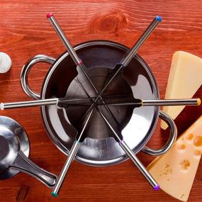 img 2 attached to 🍽️ Sago Brothers 9.5" Stainless Steel Fondue Forks - 12-Piece Set with Color Coding and Heat Resistant Handle for Cheese Fondue, Chocolate Fountain, and Roasting Marshmallows