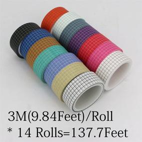 img 3 attached to 📚 YuBoBo Grid Washi Tape Set: 14 Rolls for DIY Decor, Planners, Scrapbooking - Adhesive School/Party Supplies