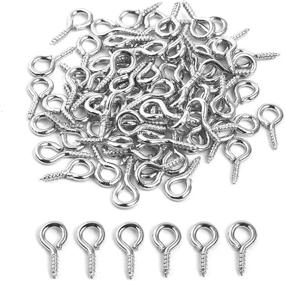 img 3 attached to 1000PCS Small Metal Hoop Peg Screw Eye Pin Hook for Arts & Crafts Projects, Cork Top Bottles, DIY Jewelry Making Findings, 8x4 mm - Silver