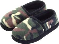 🥾 ultimate comfort: vlly camo memory foam slippers for boys - warm, comfy, slip-on house shoes with durable hard sole logo