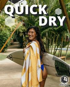 img 2 attached to 🏖️ VENTURE 4TH Oversize XL Microfiber Beach Towel 78x35” - Ideal for Beach, Pool, Swim, Shower, Travel. Lightweight, Quick Dry, Sand Free, Compact & Easy to Carry - Dark Blue Extra Large Towel