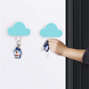 img 3 attached to MoKo Magnetic Key Holder: Convenient Key Rack Hooks with Adhesive Magnetic Ring for Wall or Door - [2 Pack], Blue