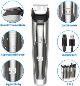 img 1 attached to 🧔 RLSOO All-in-One Beard Trimmer for Men - Waterproof Hair Clippers, Cordless and Rechargeable Grooming Kit for Body, Mustache, Nose, Ear, Facial - LED Display with Storage Dock