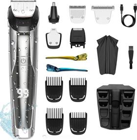 img 4 attached to 🧔 RLSOO All-in-One Beard Trimmer for Men - Waterproof Hair Clippers, Cordless and Rechargeable Grooming Kit for Body, Mustache, Nose, Ear, Facial - LED Display with Storage Dock