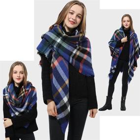 img 3 attached to 🧣 Womens Winter Tartan Plaid Blanket Scarf - Square Shawl Wrap for Better SEO