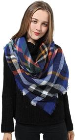 img 4 attached to 🧣 Womens Winter Tartan Plaid Blanket Scarf - Square Shawl Wrap for Better SEO