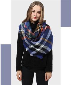 img 2 attached to 🧣 Womens Winter Tartan Plaid Blanket Scarf - Square Shawl Wrap for Better SEO