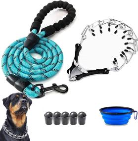 img 4 attached to VCZONE Dog Prong Collar: Adjustable Stainless Steel Pinch Collar with Rubber 🐕 Caps - Ideal for Medium and Large Dogs Training, Complete with Dog Leashes