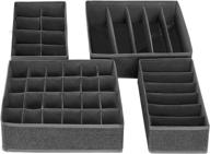 songmics underwear drawer organizer set - collapsible closet dividers for bras, underwear, socks, ties, and scarves - foldable storage box in dark gray (set of 4) логотип