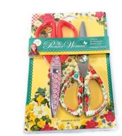 🌸 ножницы pioneer woman vintage floral shears - набор из 2 шт., из нержавеющей стали, с красным покрытием. логотип