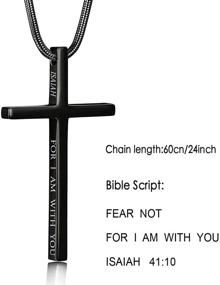 img 2 attached to Мужское крестное ожерелье из нержавеющей стали с подвеской нацы Strength Bible Verse - ожерелья XOYOYZU для мальчиков