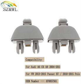 img 2 attached to 🧲 SZMWL Sun Visor Hook Clips for Audi A6 C6 & VW Passat B7 - Interior Visor Clip, Gray