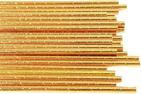 img 1 attached to 🥤 125 Gold Paper Straws - Biodegradable Metallic Drinking Straws for Decoration - Disposable Straws with 5 Packs of 25 Units - Boxed