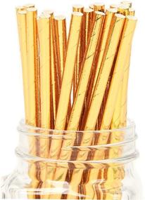 img 2 attached to 🥤 125 Gold Paper Straws - Biodegradable Metallic Drinking Straws for Decoration - Disposable Straws with 5 Packs of 25 Units - Boxed